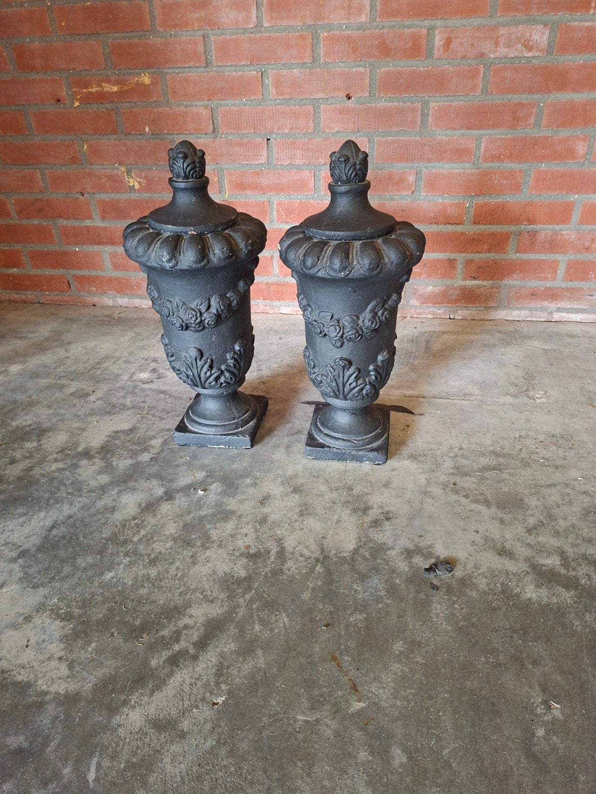 Set van 2 stenen vazen, Ophalen, Steen, Rond, Tuin