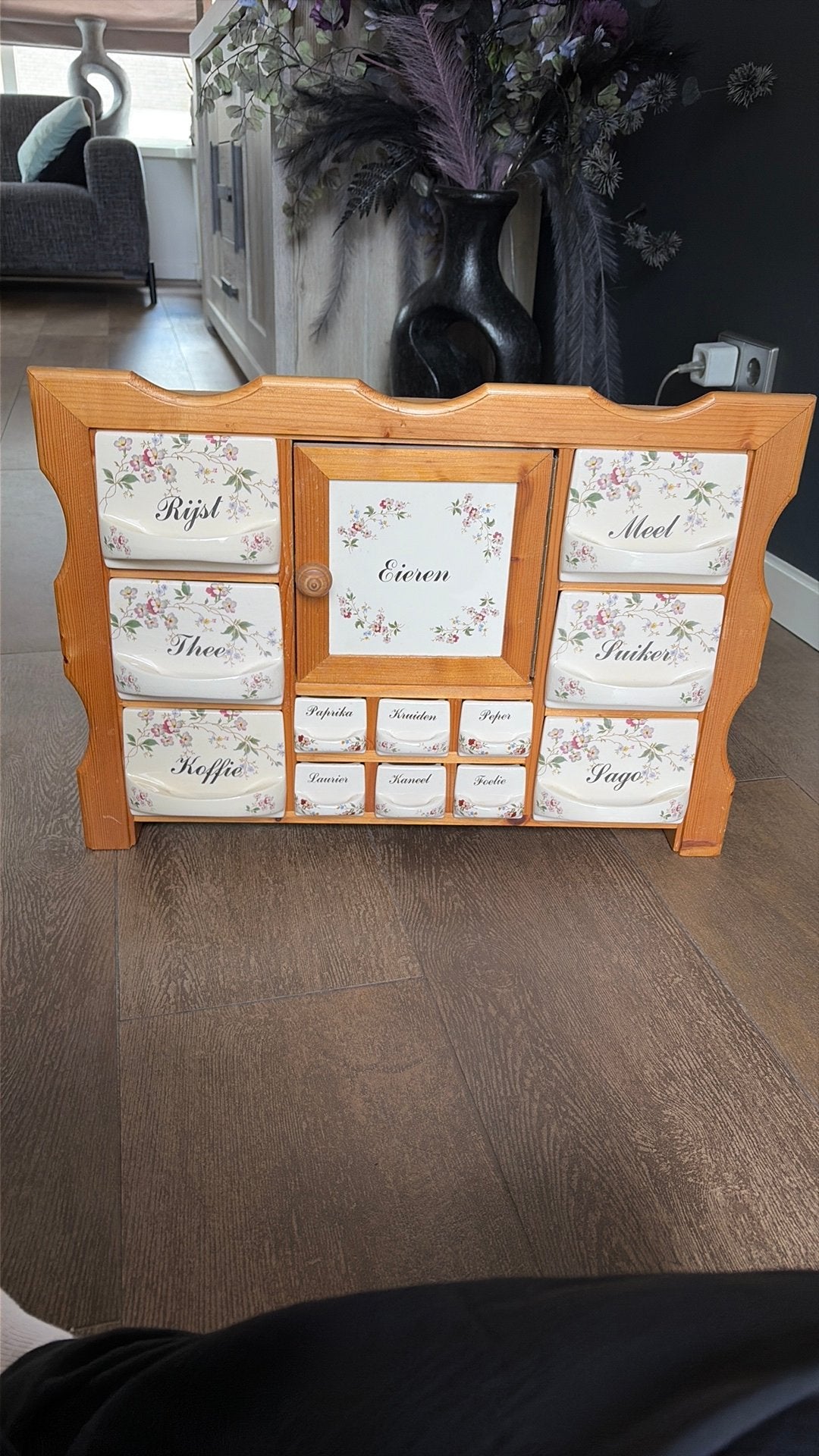 Prachtig vintage kruidenkastje in landelijke stijl, Antiek en Kunst, Ophalen