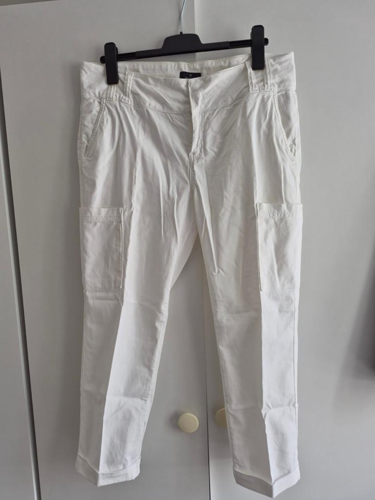 Monari Witte  Broek - Maat 42 (L), Monari, Wit, Maat 42/44 (L), Ophalen of Verzenden