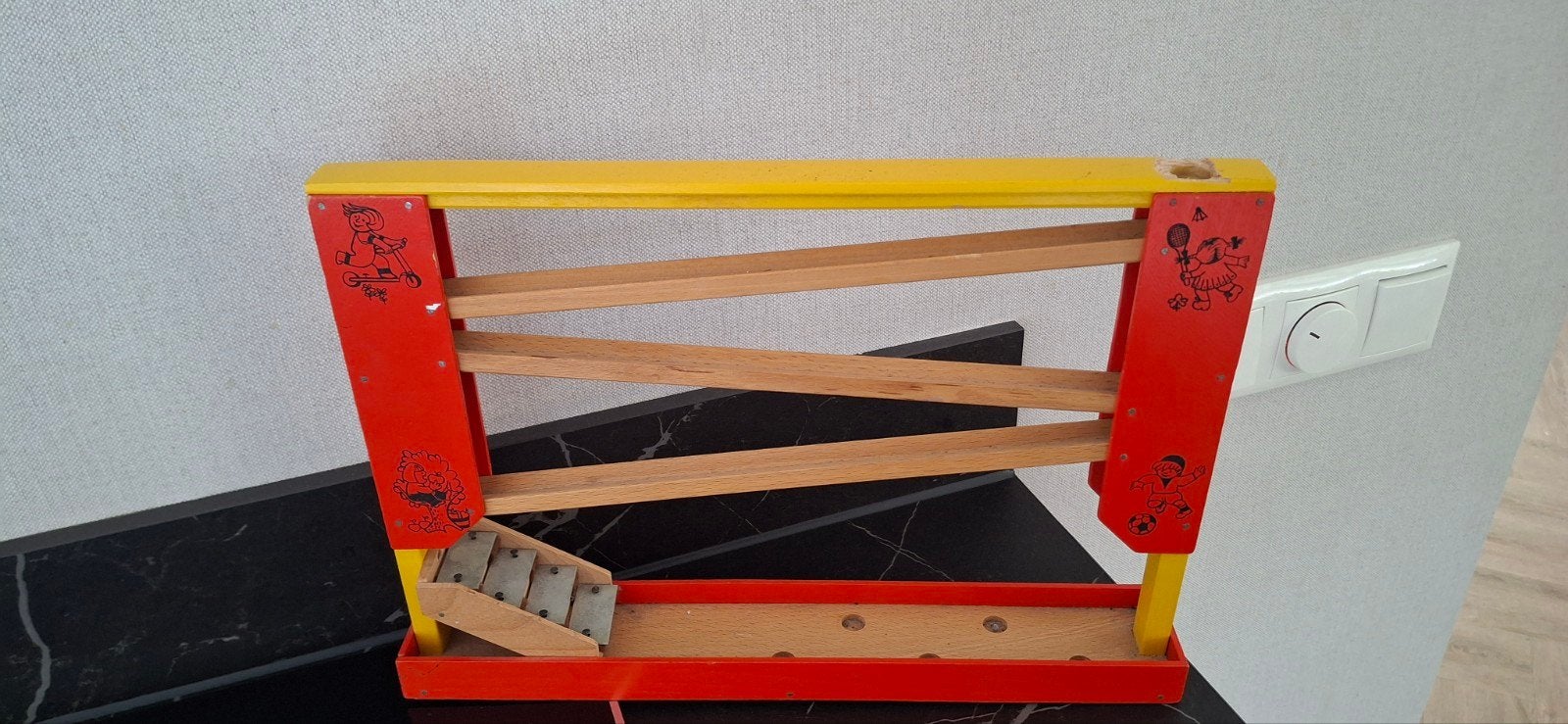 vintage retro houten knikkerbaan jodelbaan, Kinderen en Baby's, Speelgoed | Houten speelgoed, Ophalen, Gebruikt, Overige typen