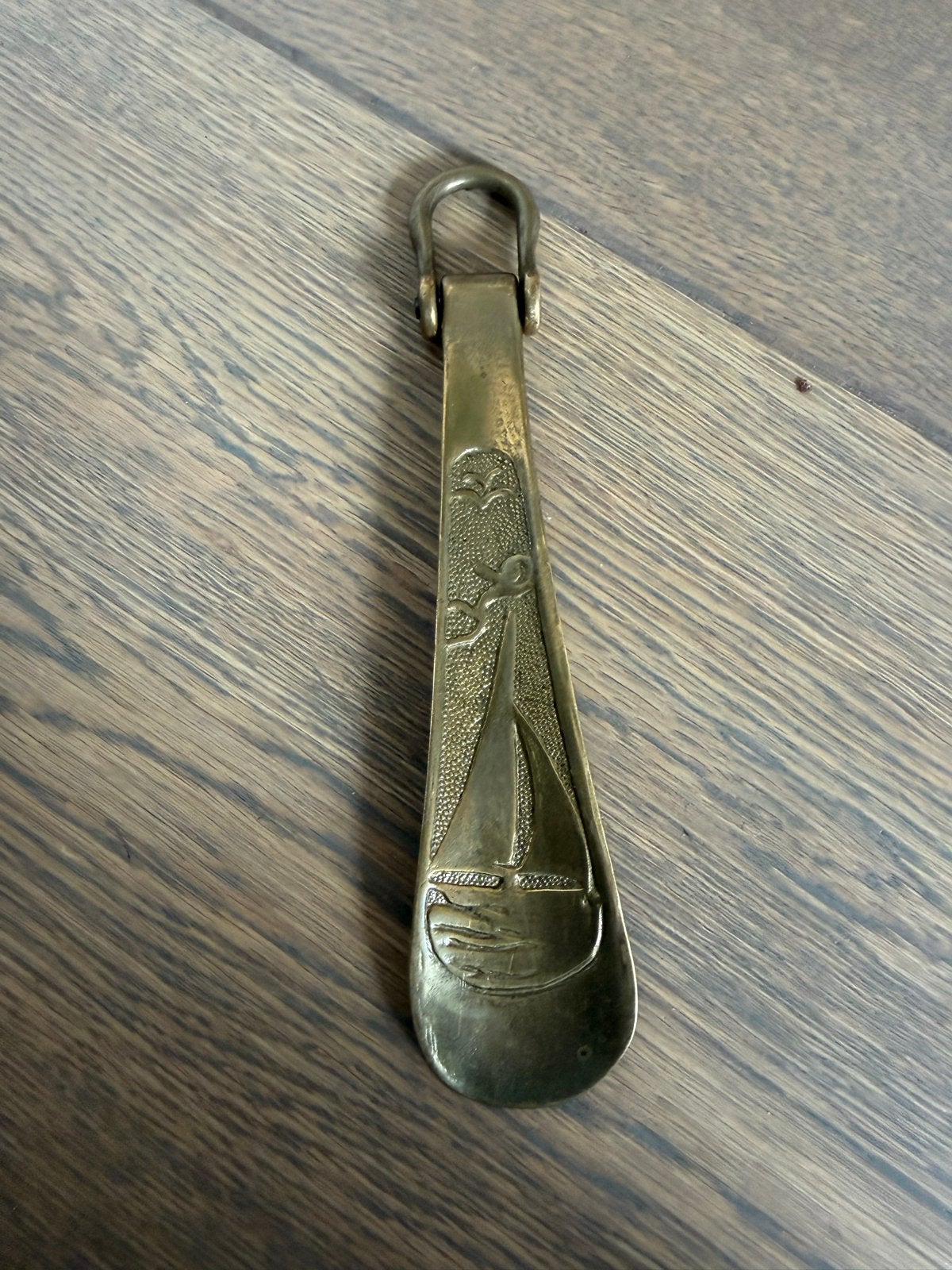 Vintage Messing Schoenlepel met Nautisch Design, Antiek en Kunst, Ophalen of Verzenden