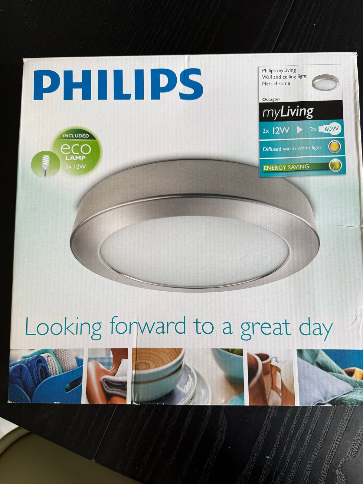 Nieuw - Philips myLiving Octagon Plafondlamp - Mat Chroom, Metaal, Philips, E14 (klein), Nieuw