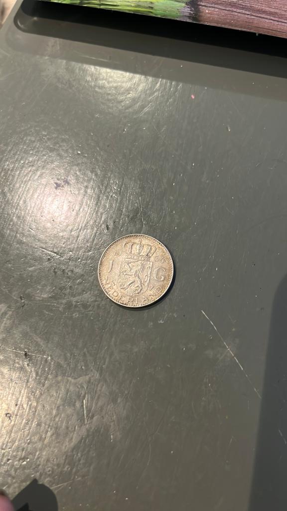 Zilveren 1 Gulden munt Koningin Wilhelmina 1964, 1 gulden, Zilver, Ophalen of Verzenden, Koningin Wilhelmina