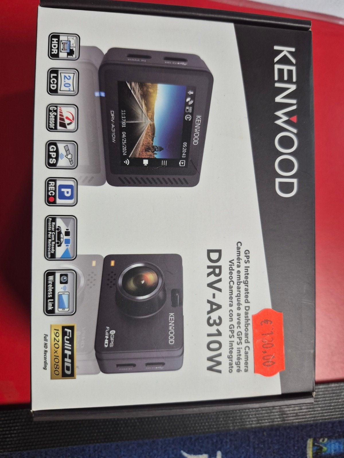 Kenwood DRV-A310W Dashcam met GPS en Full HD, Ophalen of Verzenden, Nieuw
