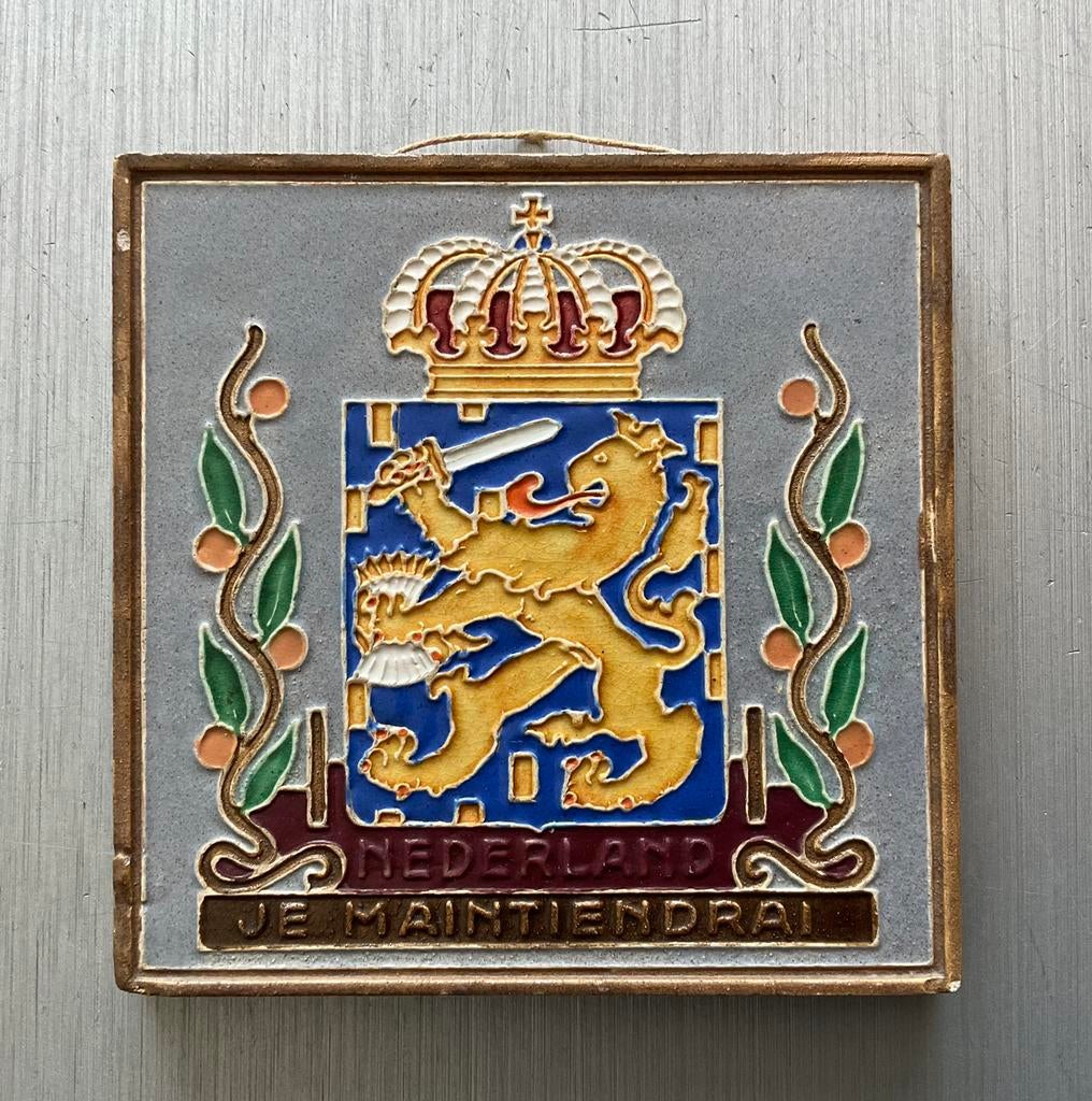 Westraven Utrecht wandtegel Nederland Je maintiendrai 13x13, Antiek en Kunst, Antiek | Wandborden en Tegels, Ophalen of Verzenden