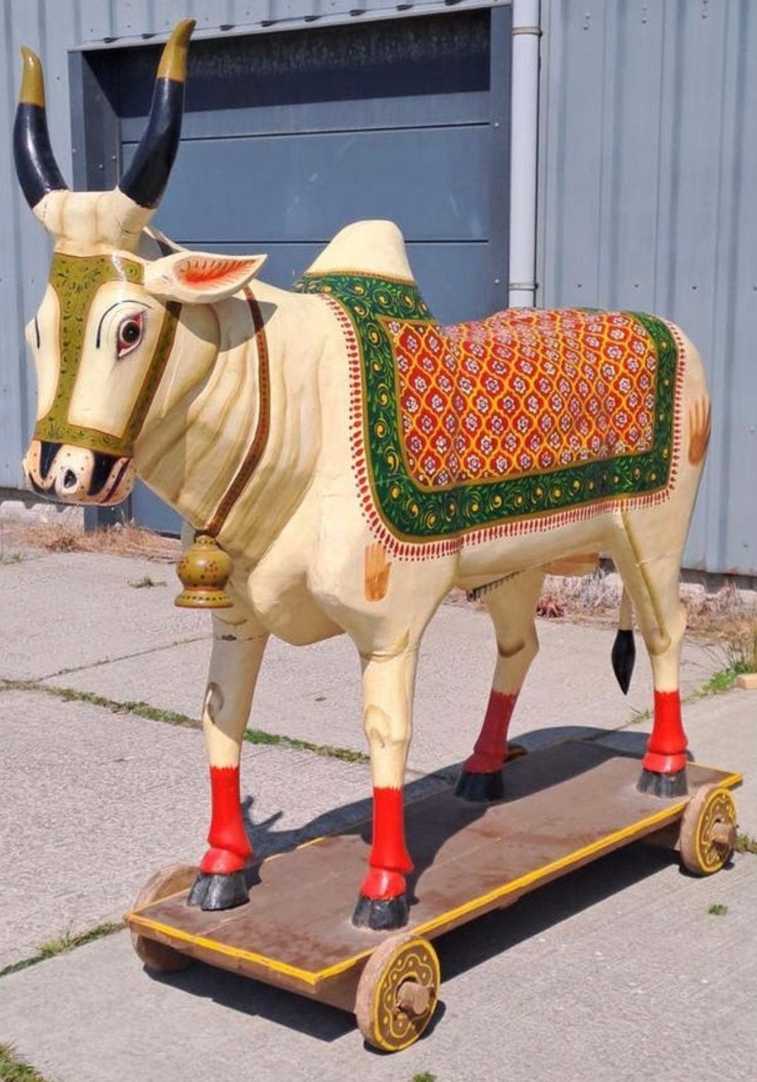 Nandi- Stier India Massief Hout Handgemaakt en Beschilderd !, Ophalen, Hout, Meer dan 2 meter