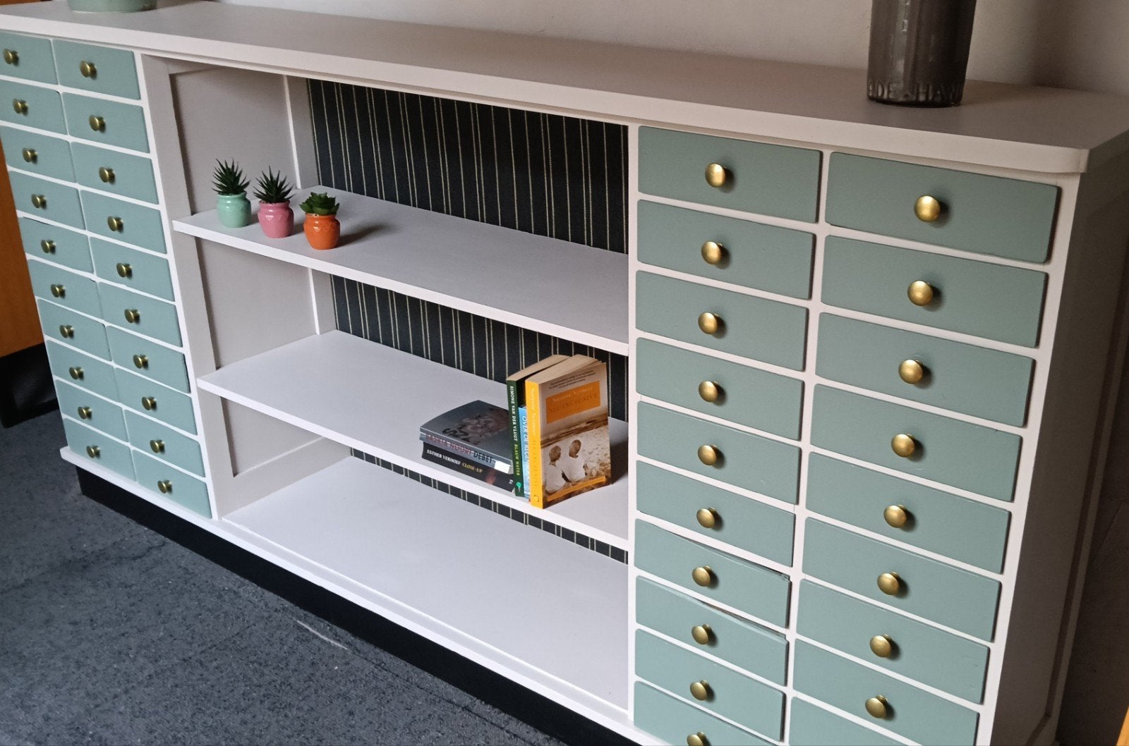 dressoir schoolkast, Huis en Inrichting, Ophalen, 200 cm of meer, Met lade(s), Midcentury
