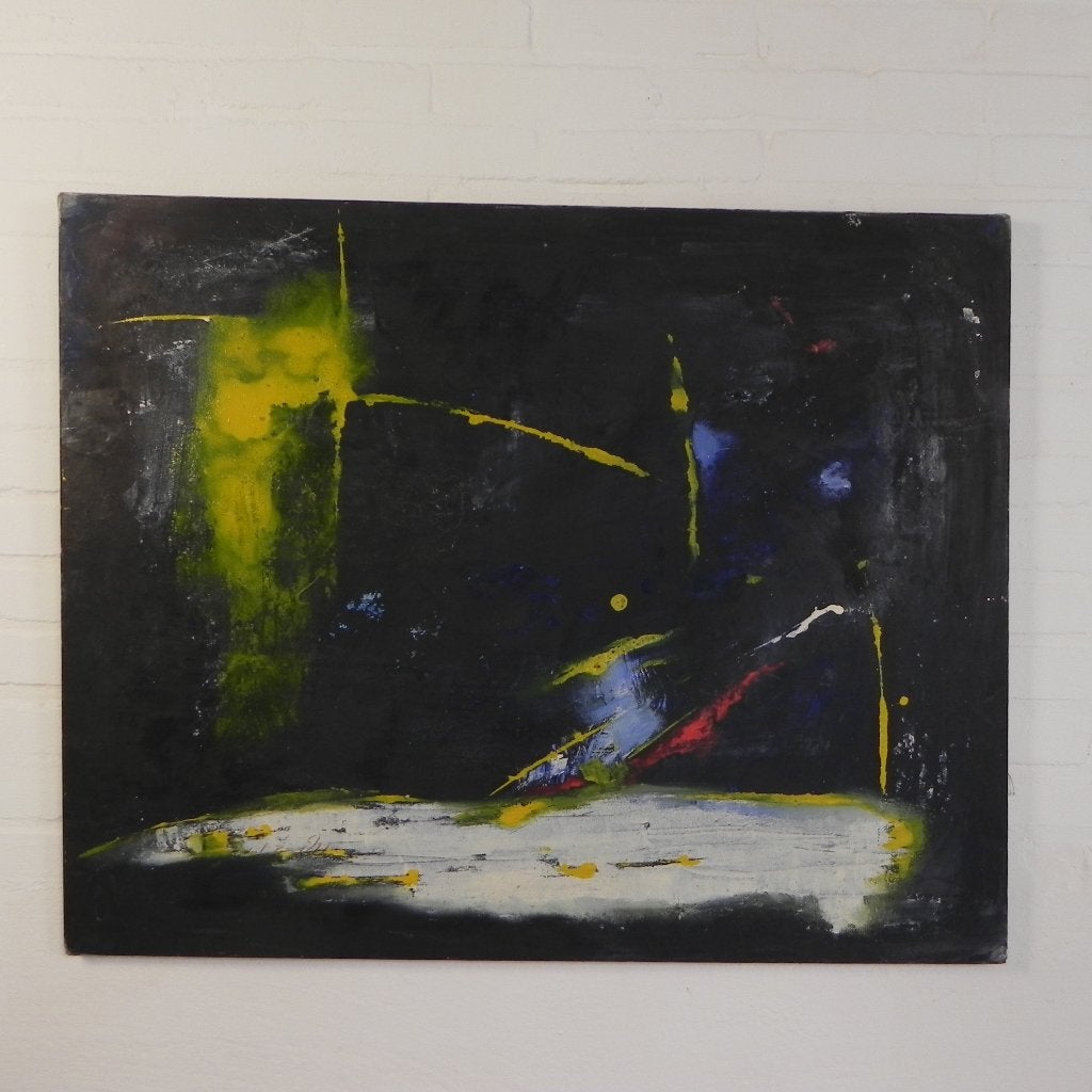 Abstract schilderij, olie op doek, jaren 80, Ophalen of Verzenden