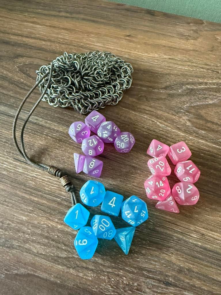 3 sets dobbelstenen met chainmail dice bag, Ophalen, Nieuw