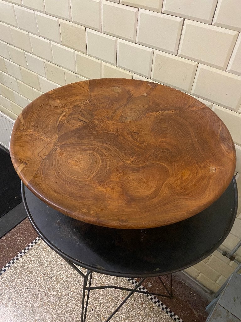 Teak houten display 60 cm diam., Ophalen, Schaal, Rond, Zo goed als nieuw