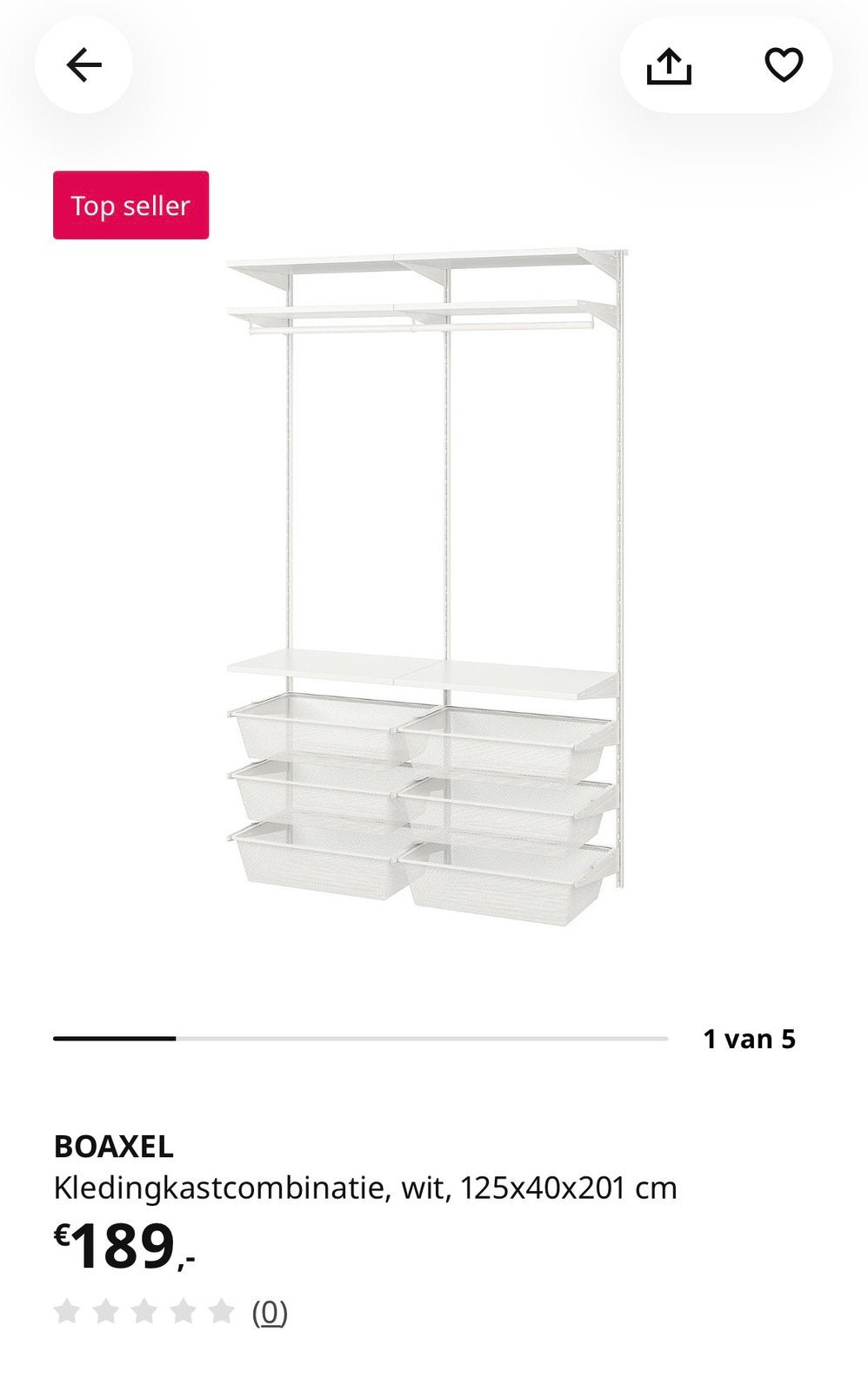 Ikea Boaxel kledingkast, Huis en Inrichting, Ophalen, Zo goed als nieuw, 25 tot 50 cm, Minder dan 100 cm