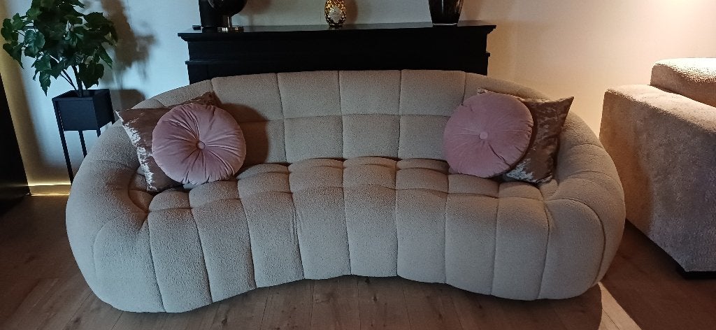Zo goed als nieuw...Crème kleur  boucle/ teddy bank., Ophalen, 125 cm of meer, Zo goed als nieuw, 75 tot 100 cm