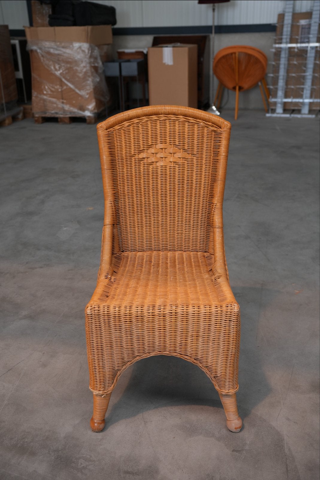 Set 4 rieten eetkamerstoelen hoge rug - bohemian look, Ophalen, Gebruikt, Bruin, Landelijk