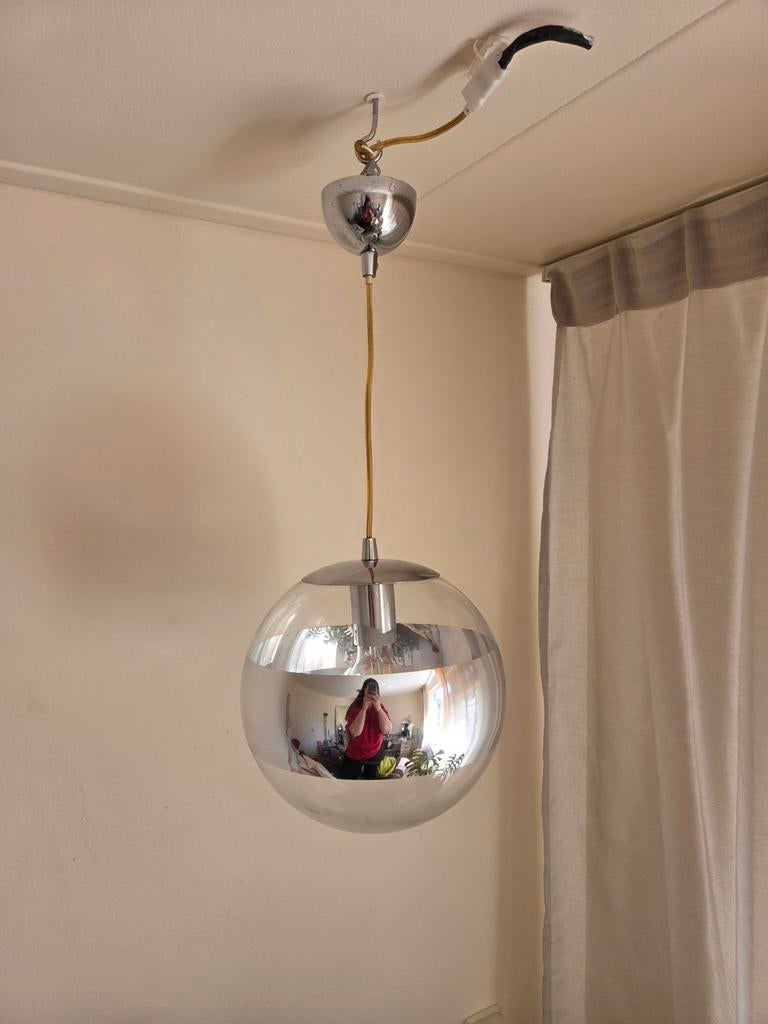 Vintage spiegel globo lamp space age, Ophalen, Gebruikt, Minder dan 50 cm