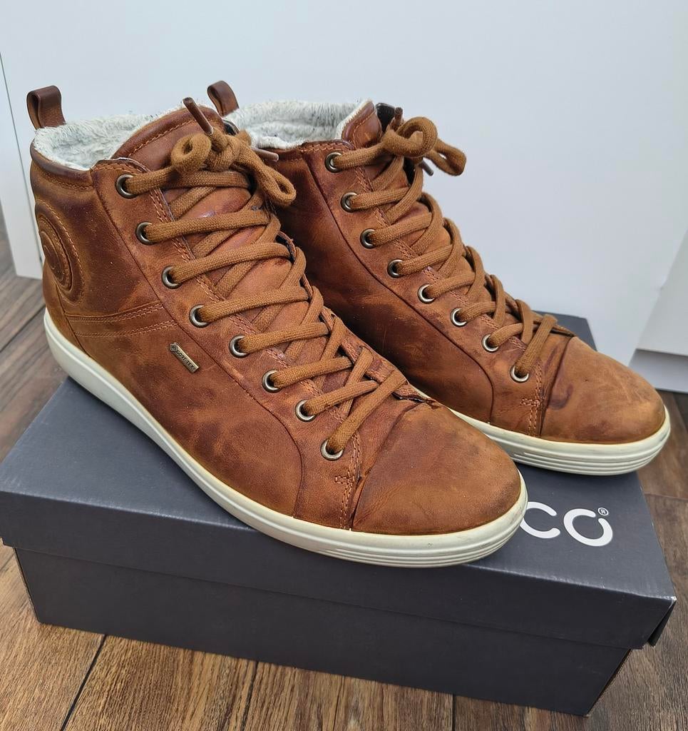 Ecco damesschoenen, halfhoog, amberkleur, maat 41, Ophalen of Verzenden, Zo goed als nieuw, Sneakers of Gympen