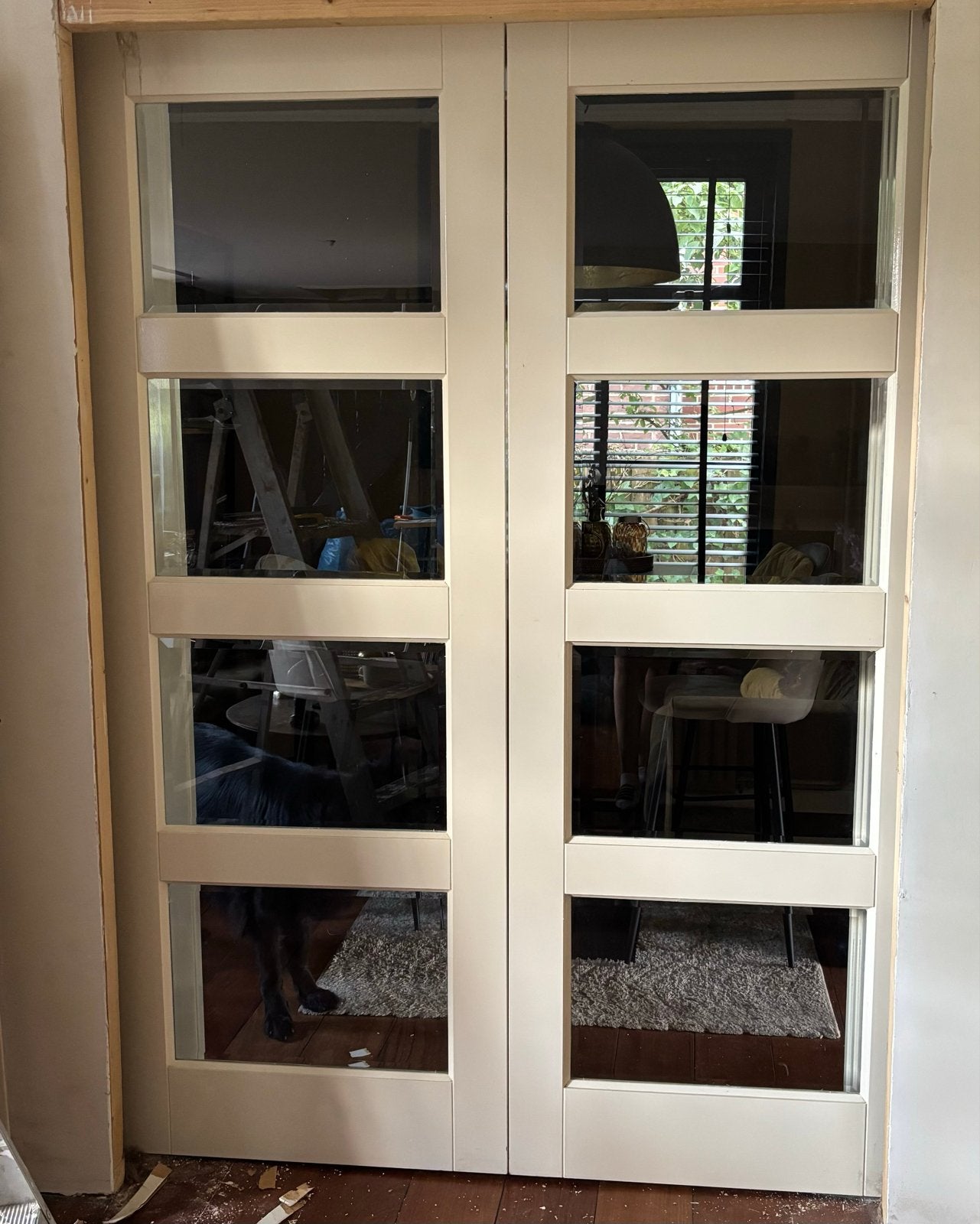 Dubbele binnendeuren met glas - Zo goed als nieuw, Binnendeur, Zo goed als nieuw, 200 tot 215 cm, Hout