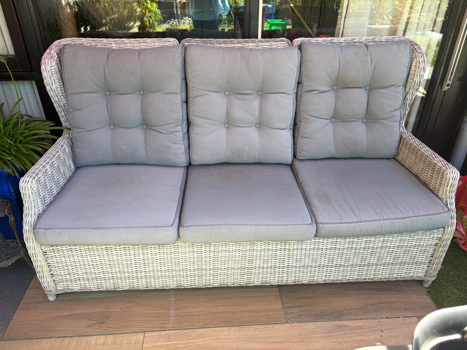 Luxe tuinbank met relaxfunctie 180 cm, Tuin en Terras, Tuinsets en Loungesets, Ophalen, Kunststof, 3 zitplaatsen, Zo goed als nieuw