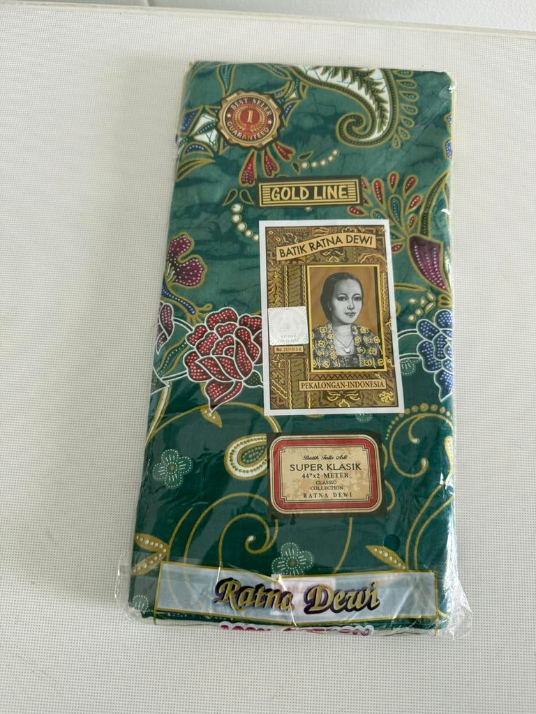 Batik lap voor Sarong uit Thailand in groen/blauw 200/100cm, Ophalen of Verzenden, Nieuw, Groen, Overige typen