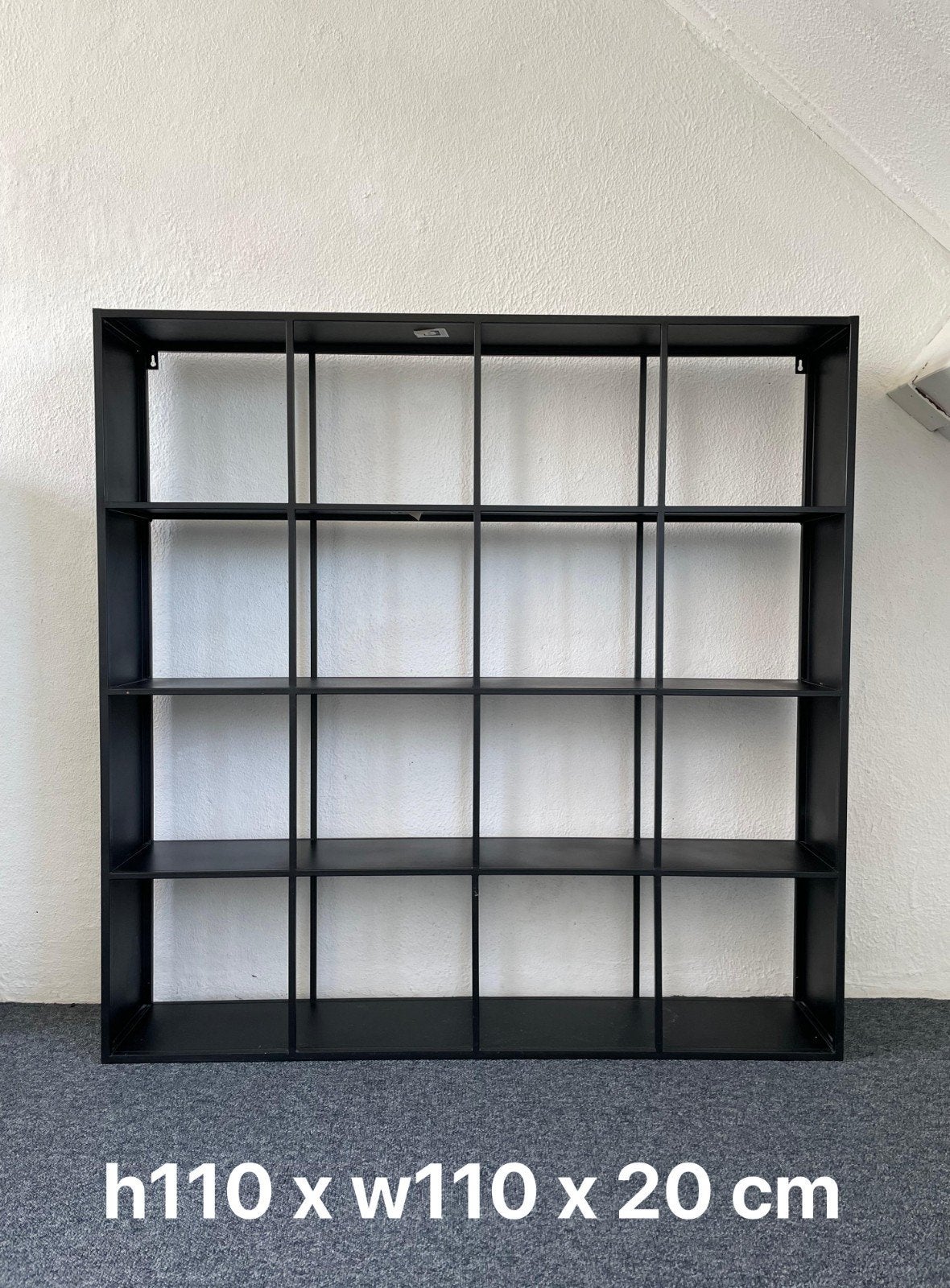 Zwarte metalen vakkenkast / wandkast - 110x110x20 cm, Ophalen of Verzenden