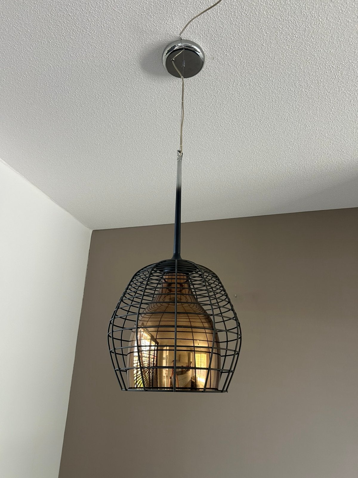 Mooie hanglamp, Huis en Inrichting, Lampen | Hanglampen, Ophalen, Zo goed als nieuw, Glas, Industrieel