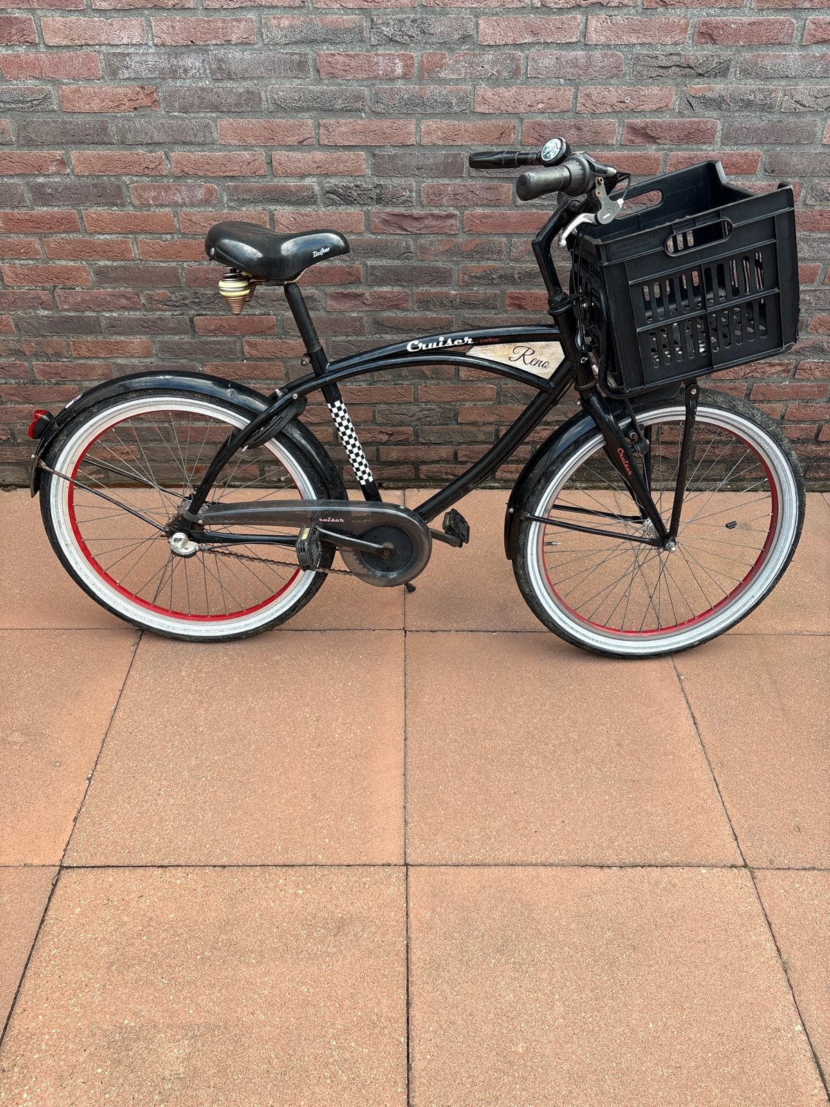 Stoere 24 inch Cortina Cruiser (2x)met voordrager en krat., Terugtraprem, Ophalen of Verzenden, Handrem, Gebruikt