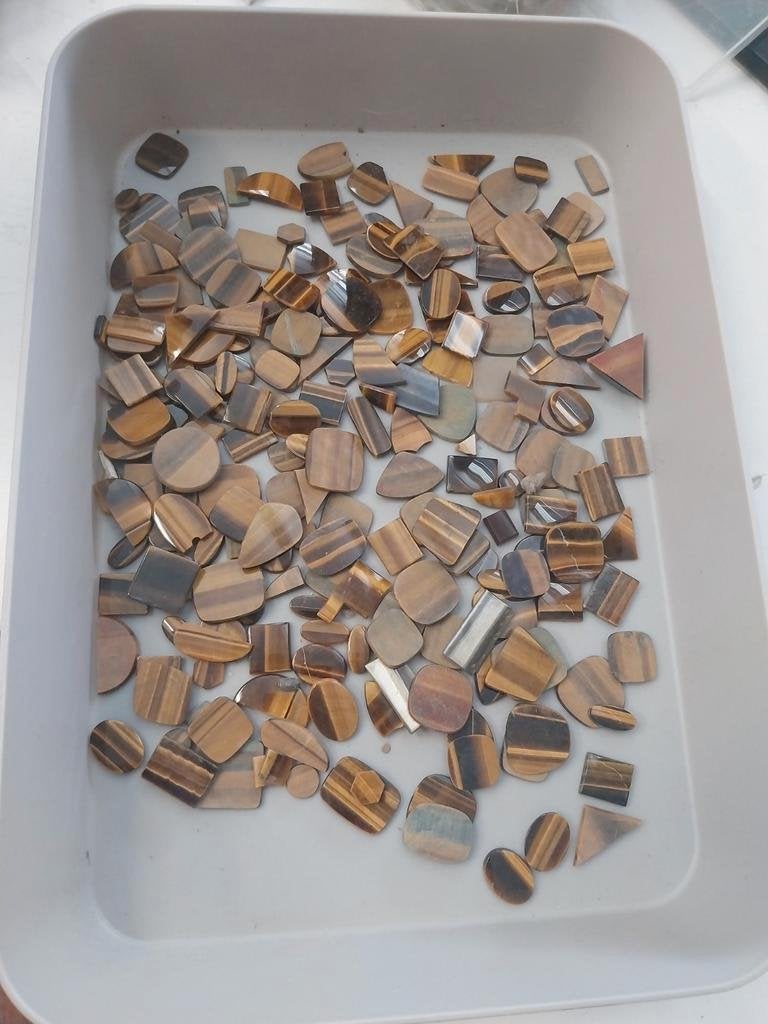 Partij tijgeroog zegelstenen goudsmid edelsmid, Ophalen of Verzenden, Mineraal