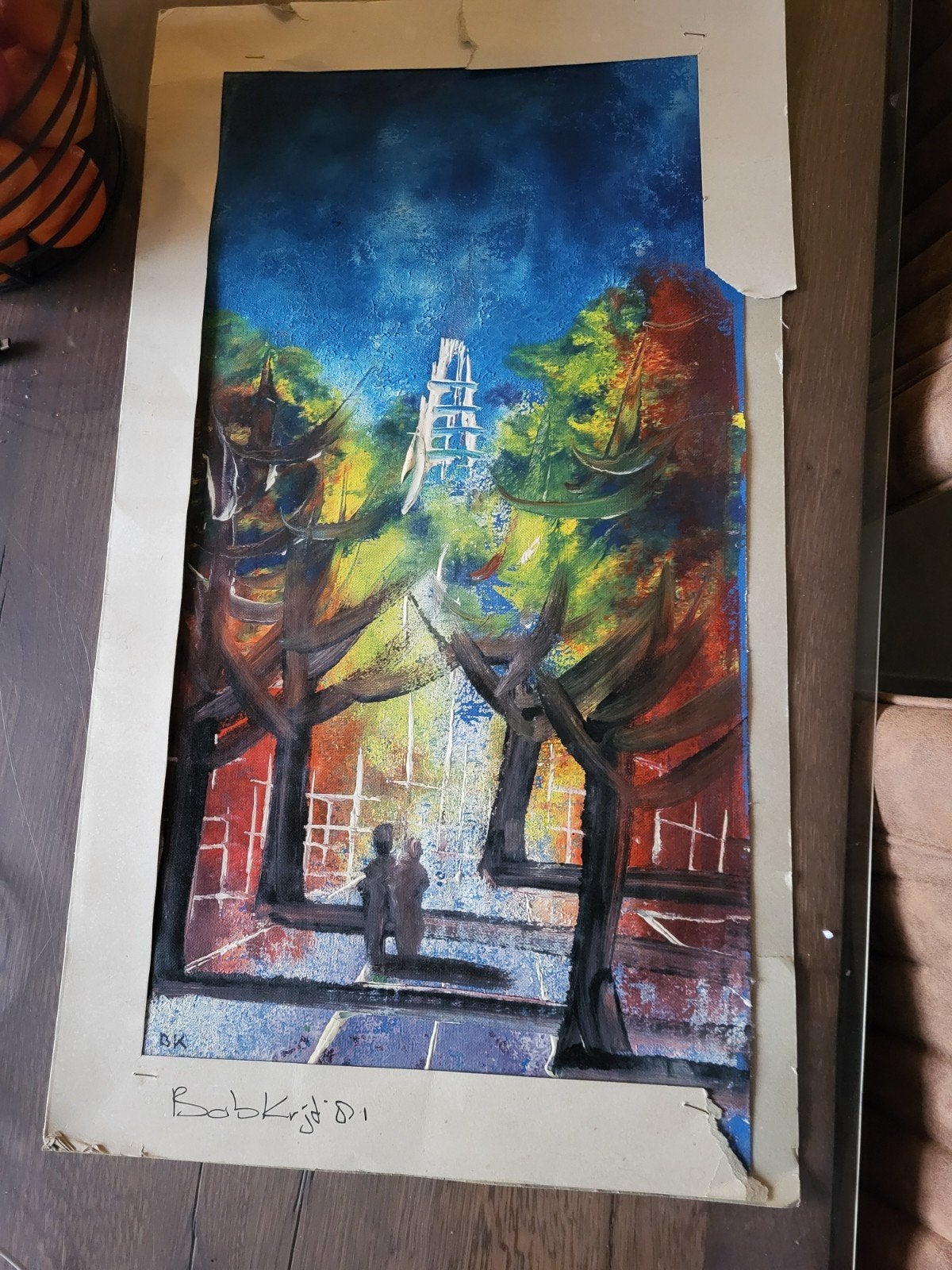 Schilderij 'Stadsgezicht' - Bob Krijgsman '81, Antiek en Kunst, Ophalen of Verzenden