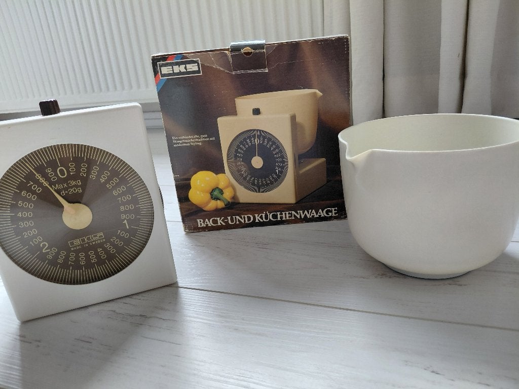 Weegschaal retro, vintage, Beige, Kunststof, Ophalen of Verzenden, Overige merken
