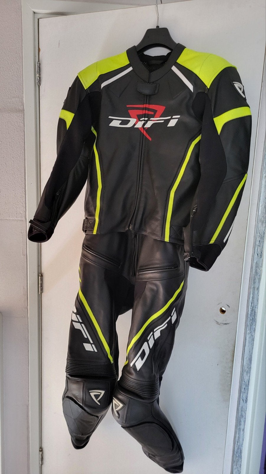 Difi Motorcombi - Zwart/Neon Geel (Maat 52), Ophalen, Difi, Tweedehands, Heren