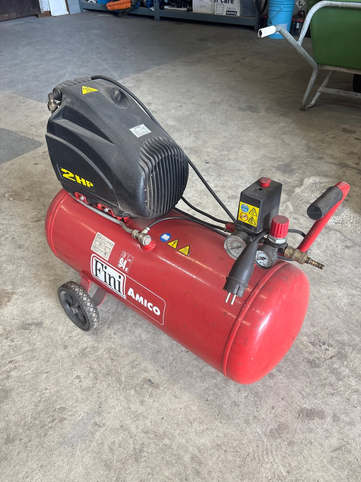 Fini Amico 2HP Compressor - Gebruikt - t.e.a.b., Doe-het-zelf en Verbouw, Compressors, Ophalen, Gebruikt, 6 tot 10 bar, 25 tot 100 liter