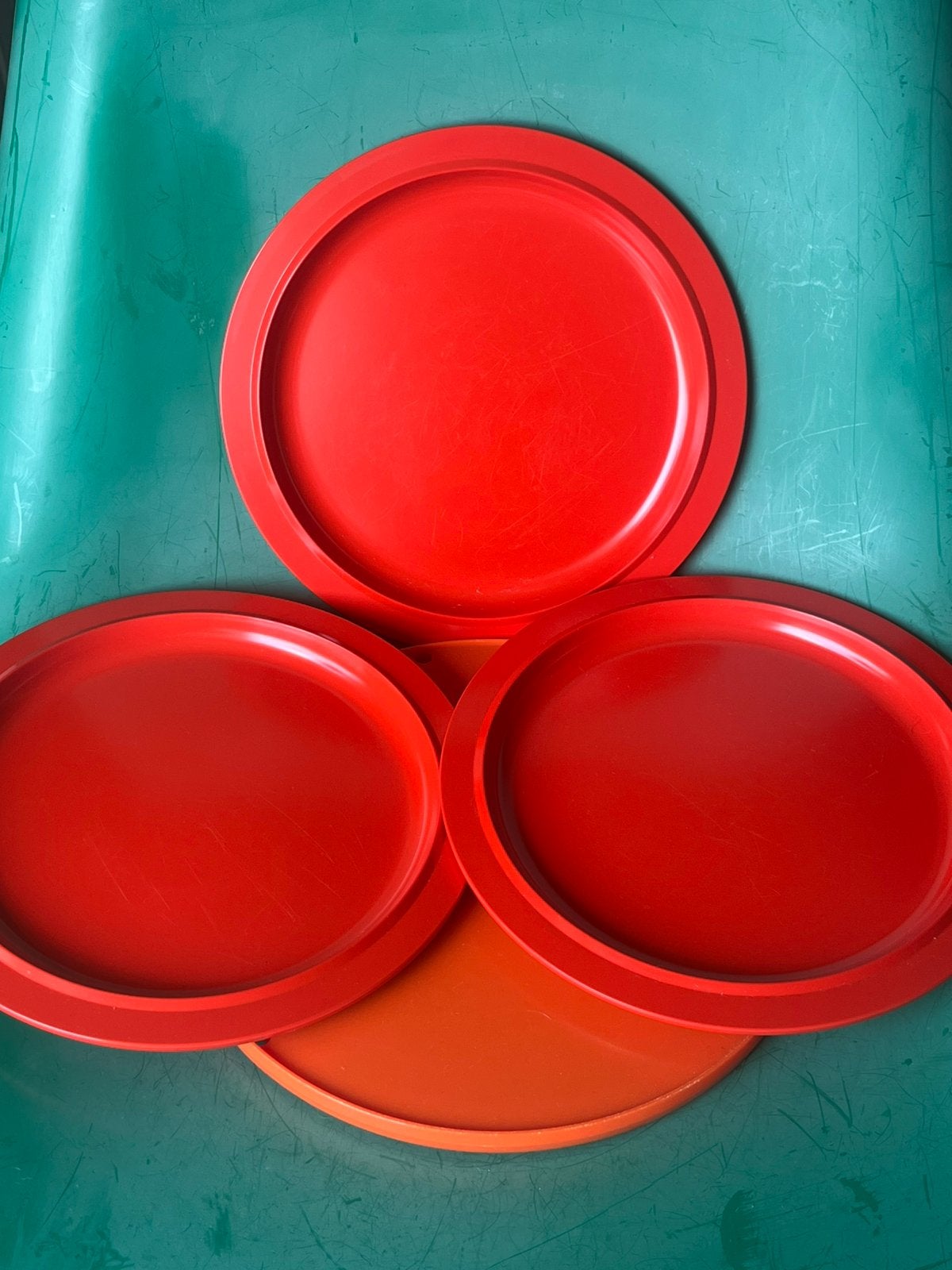 Vintage diner borden rood set van 3 Rosti Mepal, Ophalen of Verzenden, Zo goed als nieuw