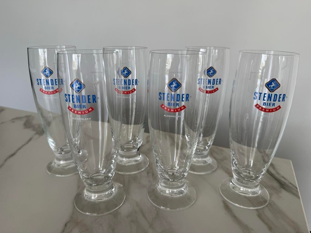 Grolsch 6 Stender bierglazen, Verzamelen, Ophalen of Verzenden, Zo goed als nieuw, Glas of Glazen, Grolsch
