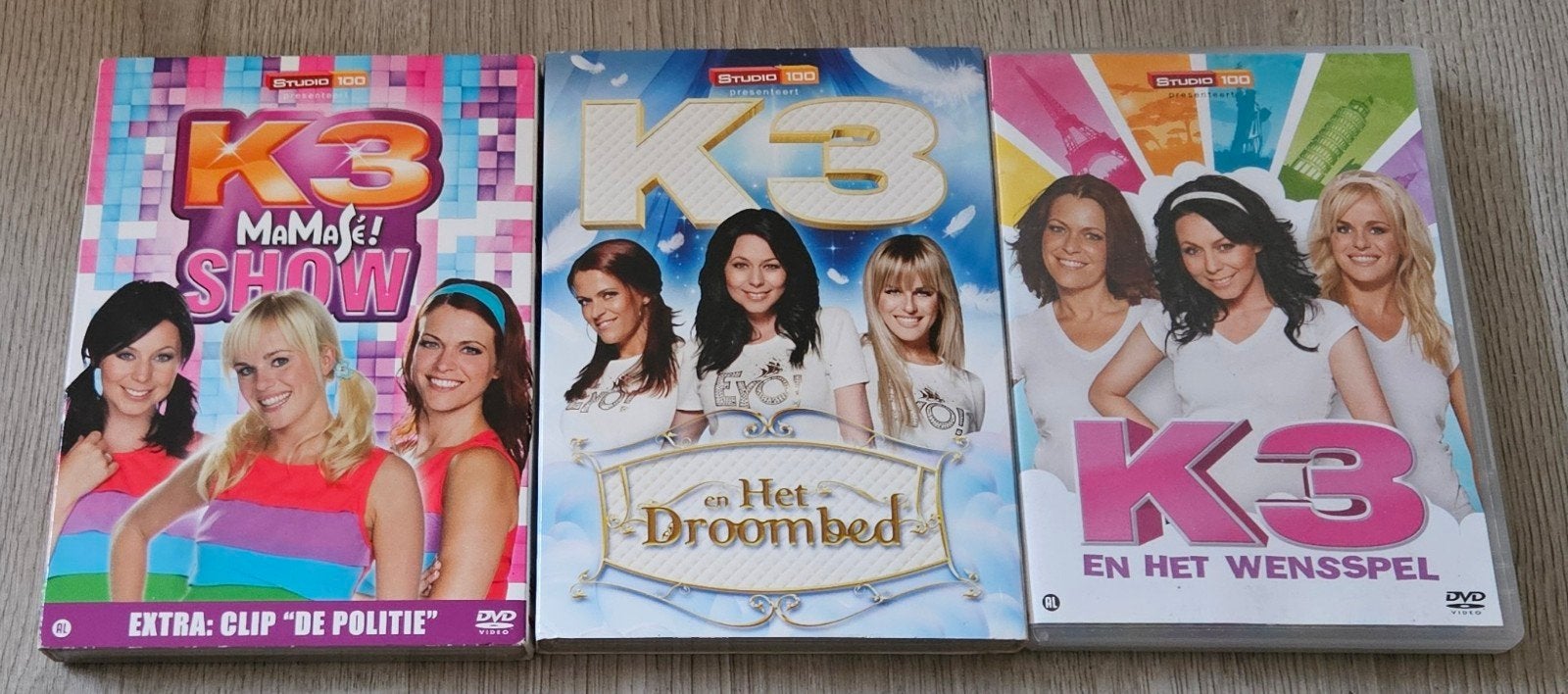 K3 DVD's: Mamaé Show, Het Droombed & Het Wensspel, Gebruikt, Alle leeftijden, Familie, Film