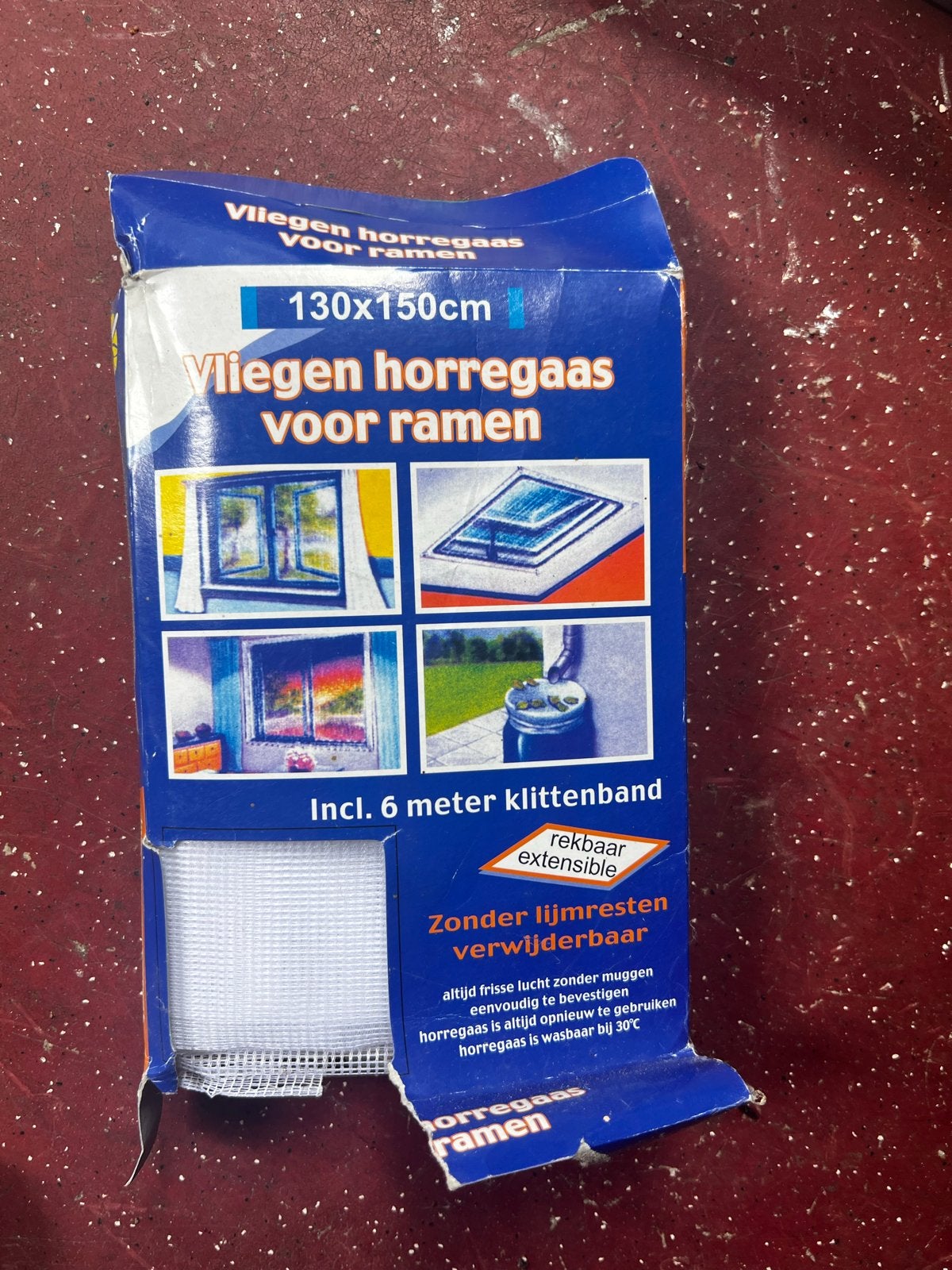 Vliegenhorregaas voor ramen 130x150cm, incl. klittenband, Doe-het-zelf en Verbouw, Deuren en Horren, Ophalen, Kunststof, 120 cm of meer