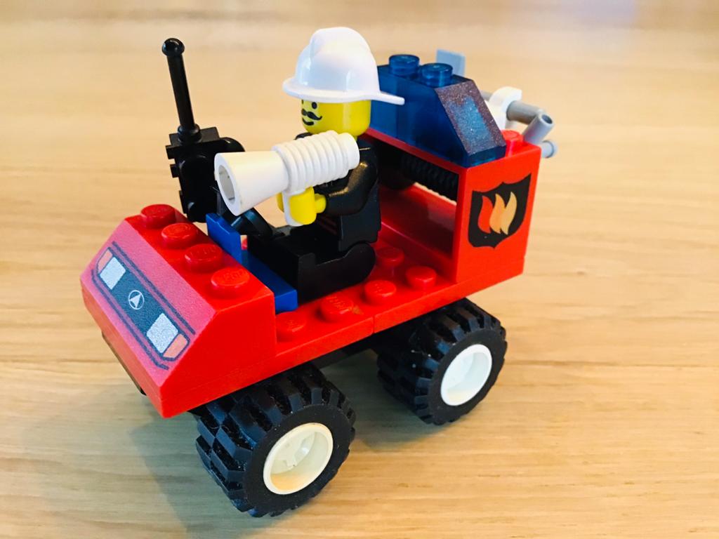 Lego 6407, brandweer hoofd, fire chief,compleet excl. boekje, City, Lego, Compleet, Ophalen of Verzenden