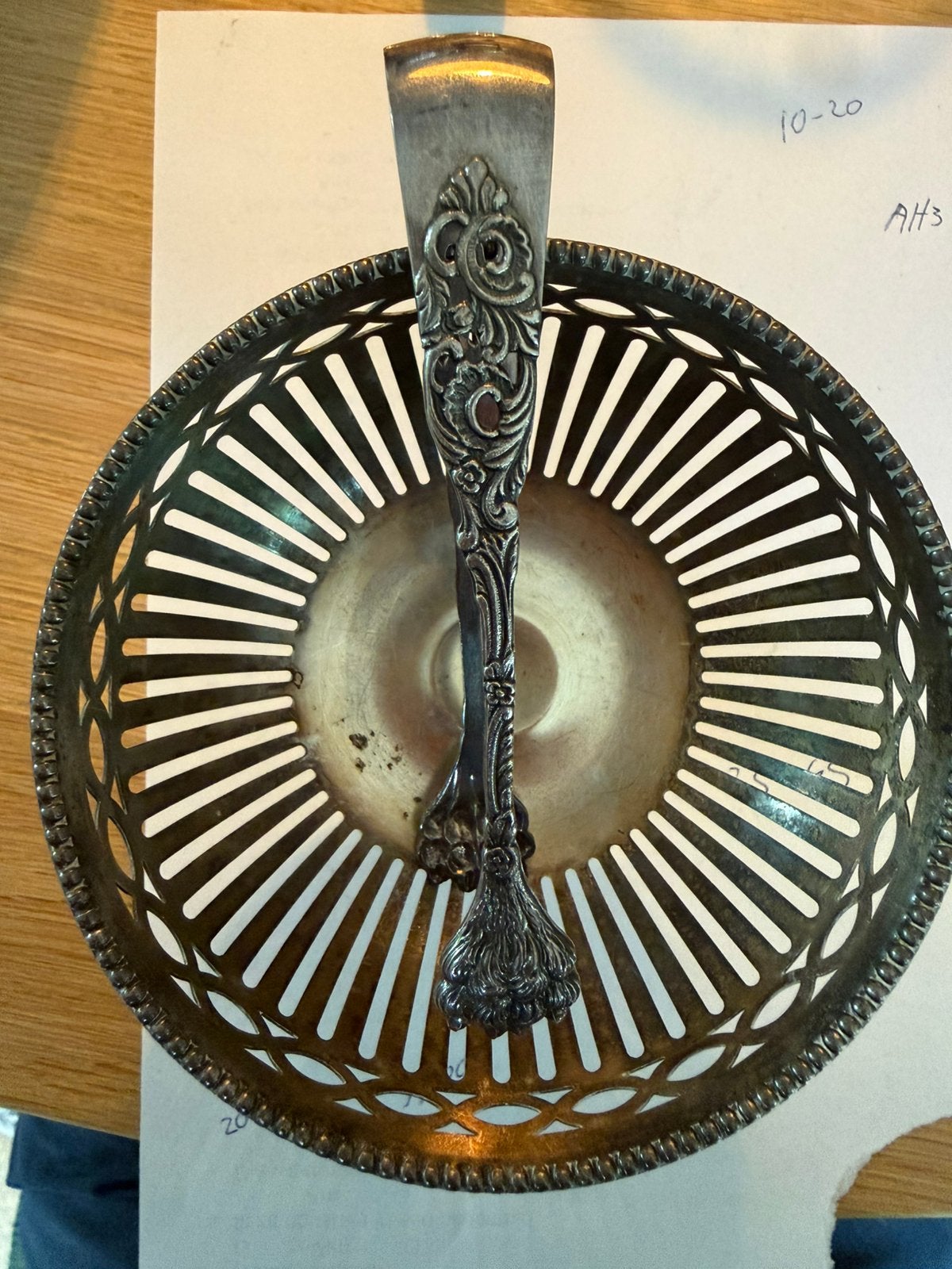 Vintage verzilverde bonbonmand / suikermand met Gero 90 tang, Ophalen, Zilver