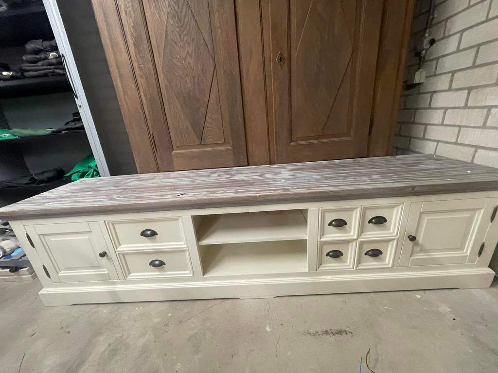 Houten tv meubel, Huis en Inrichting, Kasten | Televisiemeubels, Ophalen, Zo goed als nieuw, 200 cm of meer, Minder dan 100 cm