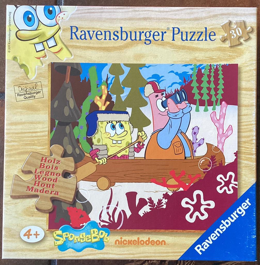 Houten SpongeBop puzzel, 30 stukjes, Ophalen of Verzenden, 10 tot 50 stukjes, Zo goed als nieuw, 4 tot 6 jaar