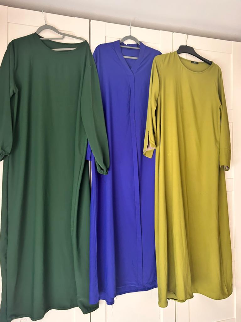 3 lange jurken abaya abiye mogen samen weg voor 50 euro l/xl, Zwart, Maat 46/48 (XL) of groter, Ophalen of Verzenden, Zo goed als nieuw