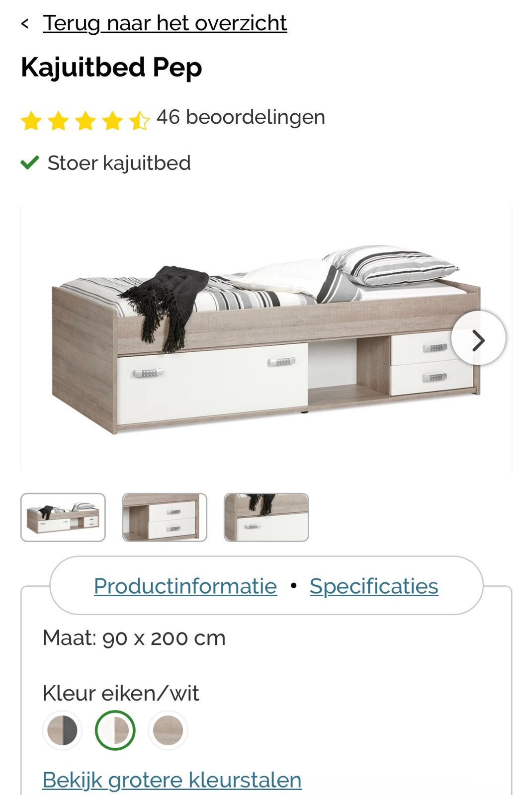 Kajuitbed Pep met bedkast en bureau - Beterbed, Huis en Inrichting, Slaapkamer | Bedden, Ophalen, Gebruikt, 90 cm, Eenpersoons