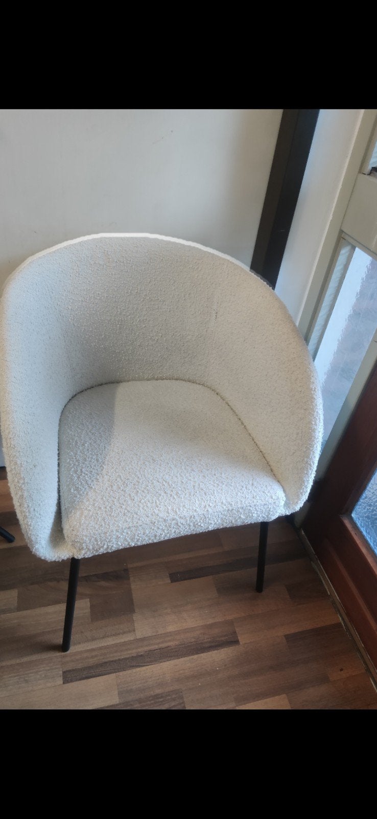 Taddy stoel / fauteuil - Bouclé wit, Ophalen, Minder dan 75 cm, Modern, Bouclé, Zo goed als nieuw