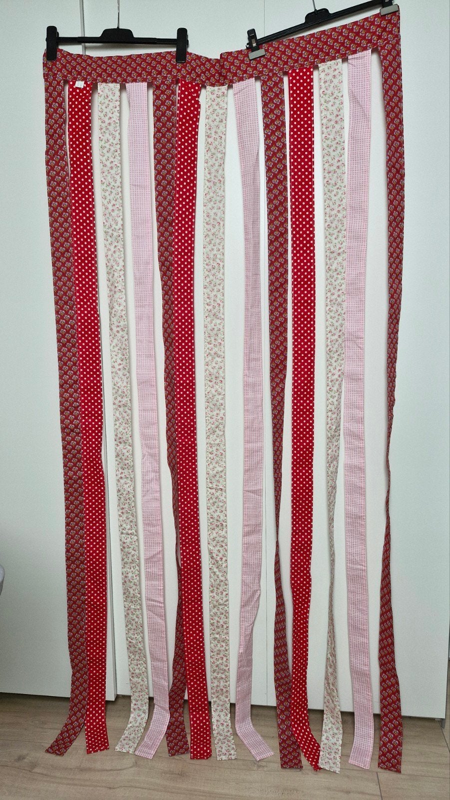 Rood-wit katoenen vliegengordijn, 200x91 cm, Huis en Inrichting, Stoffering | Gordijnen en Lamellen, 91 cm, Ophalen of Verzenden