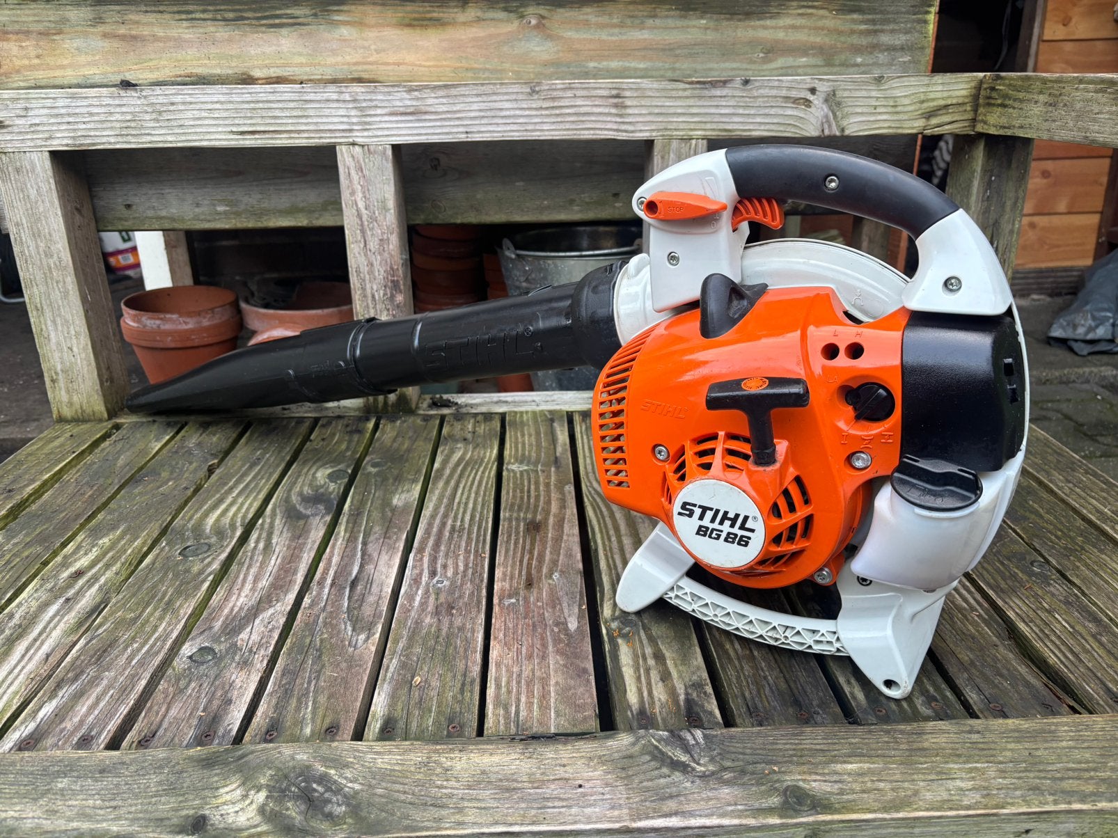 Stihl bg86 2 mix bladblazer nieuwstaat, Tuin en Terras, Ophalen, Zo goed als nieuw, Grondboor