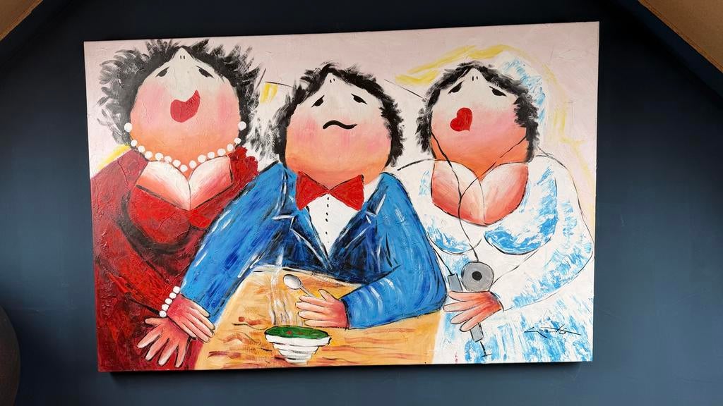 Schilderij 'Dikke Dames' - Vrolijke Kunst 120x80 cm, Ophalen of Verzenden