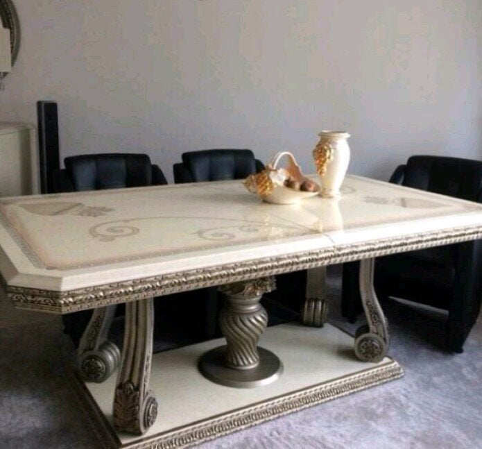Luxe Eetkamerset en Salontafel - Klassiek Design, Overige materialen, 100 tot 150 cm, Ophalen of Verzenden, Zo goed als nieuw