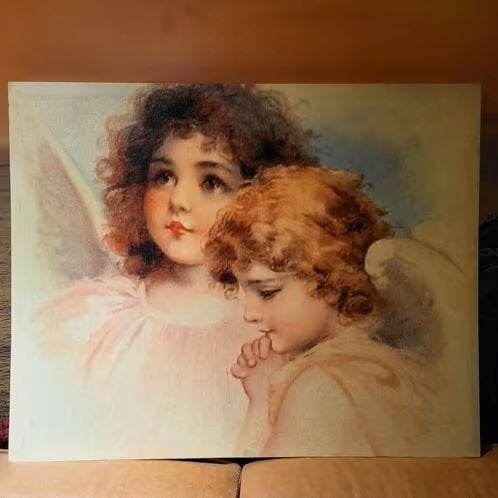Engelen op canvas, Ophalen of Verzenden, Zo goed als nieuw, Schilderij