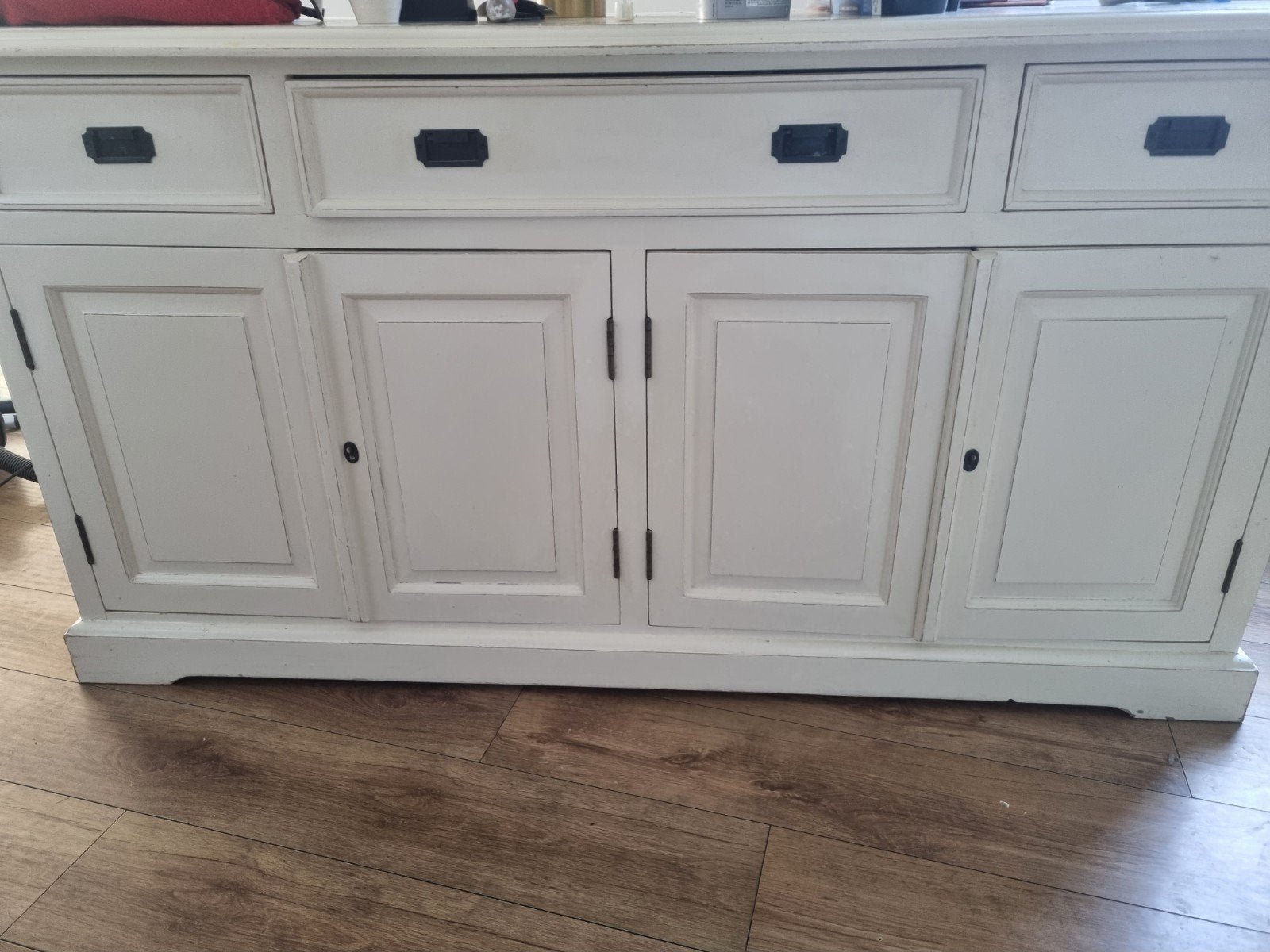Stijlvol wit dressoir met lades en deuren, Gebruikt, Met lade(s), 150 tot 200 cm, Ophalen of Verzenden
