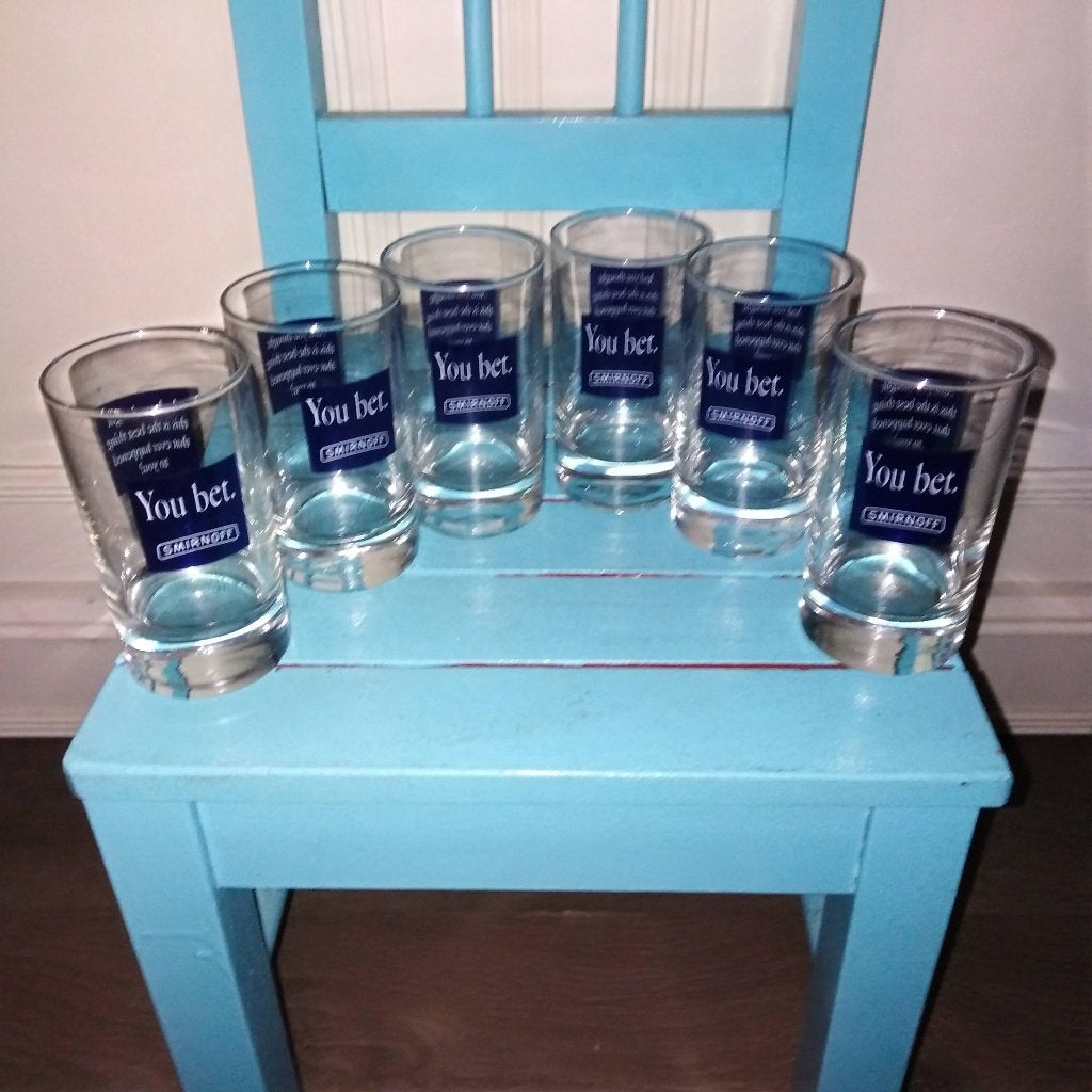 Smirnoff vodka / wodka glazen You Bet set van 6 stuks, Ophalen, Glas of Glazen, Overige stijlen, Glas
