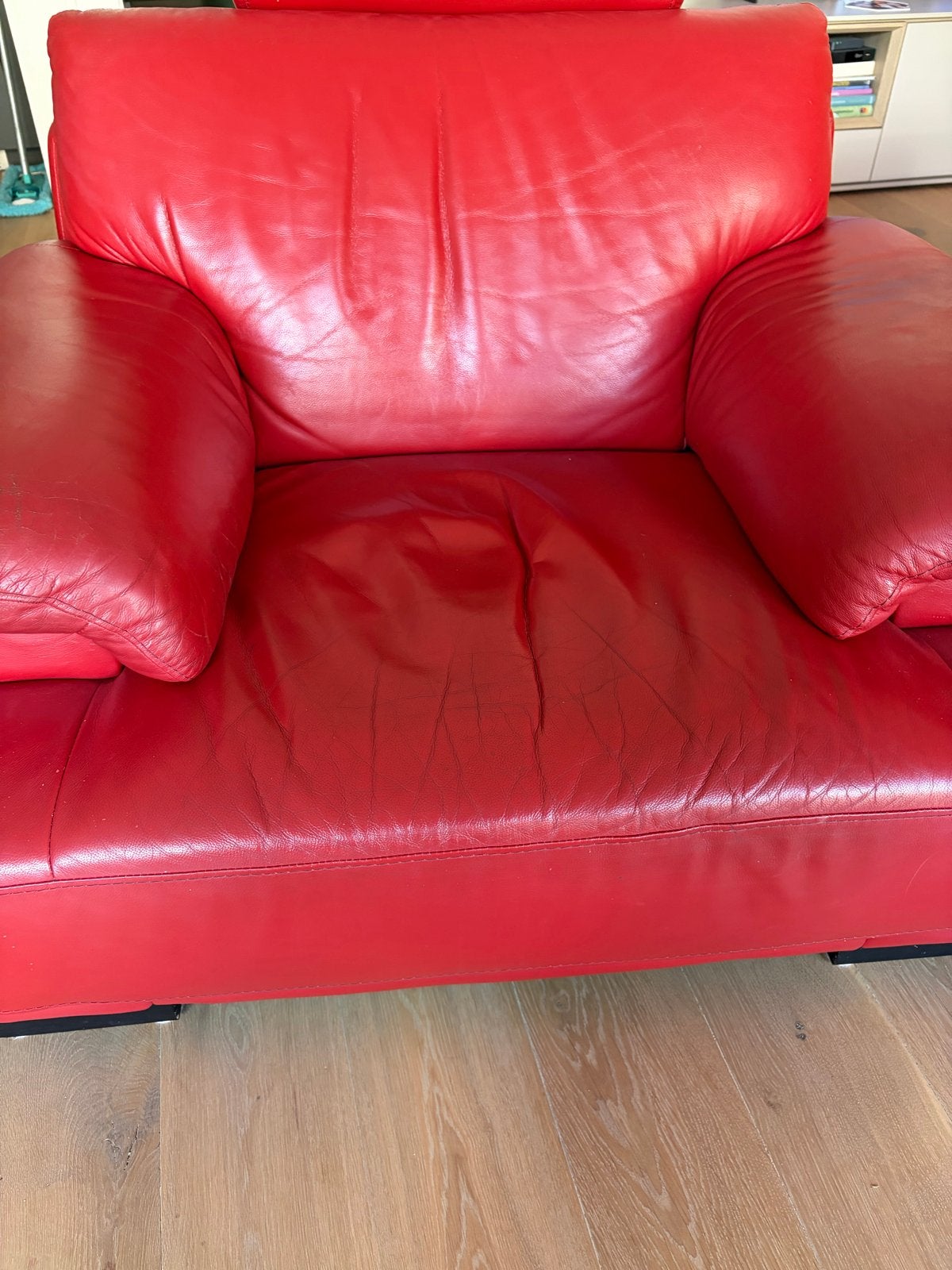 Grote Robuuste Fauteuil - Comfortabel en Stijlvol, Huis en Inrichting, Fauteuils, Ophalen, Gebruikt, Leer, 75 tot 100 cm