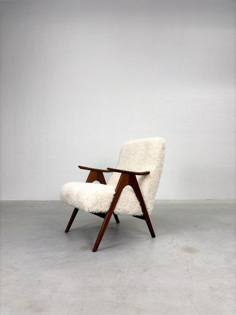 Mid-century Fauteuil met Fluffy Stof, Huis en Inrichting, Fauteuils, Ophalen, Mid-century, Vintage, Deens design, Scandinavisch design